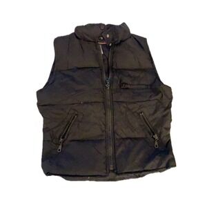 Fiorucci Puffer Vest Black Full Zip Pockets Collared Quilted Gilet Mens Size Med